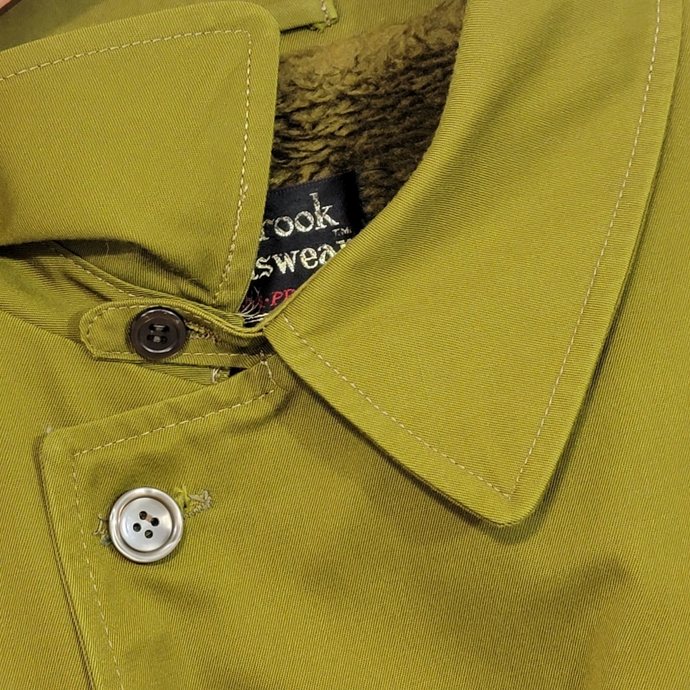 Vintage Oakbrook Sportswear Split Pea Green Long Coat With Fur Lining - Picture 5 of 16